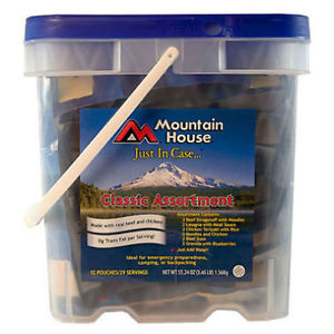 Mountain House Classic Assortment Bucket Freeze Dried Meals 12 Pouches New