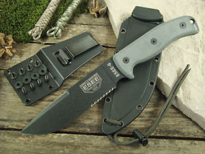 ESEE-6S-CP-B Knife, Partially Serrated Sharpened Clip Point Blade, Molded Sheath