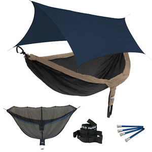 Eagles Nest ENO DoubleNest OneLink Combo - Khaki/Black Hammock+Navy/Profly