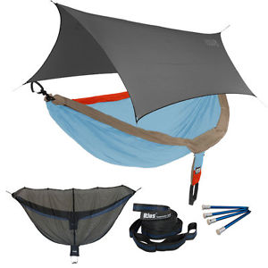 Eagles Nest ENO DoubleNest OneLink Combo - Powder/Org/Tan Hammock+Grey Profly