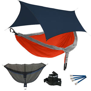 Eagles Nest ENO DoubleNest OneLink Combo - Orange/Grey Hammock+Navy Profly