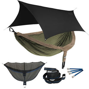 Eagles Nest ENO DoubleNest OneLink Combo - Khaki/Olive Hammock+Black Profly