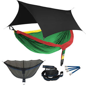 Eagles Nest ENO DoubleNest OneLink Combo - Rasta Hammock+Black Profly