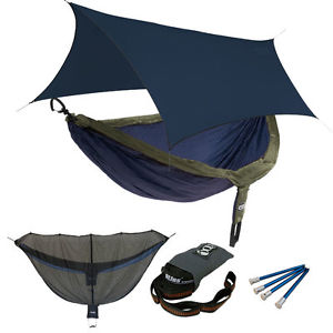 Eagles Nest ENO DoubleNest OneLink Combo - Navy/Olive Hammock+Navy Profly