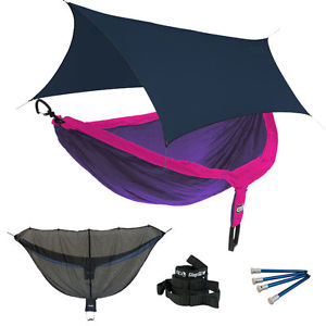 Eagles Nest ENO DoubleNest OneLink Combo - Purple/Fuchsia Hammock+Navy Profly