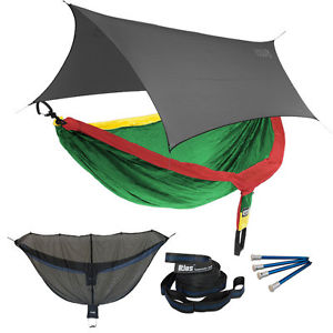 Eagles Nest ENO DoubleNest OneLink Combo - Rasta Hammock+Grey Profly