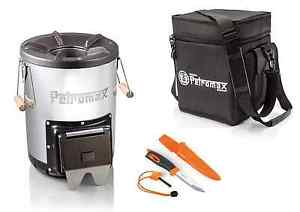 PETROMAX Raketenofen rf33 Kocher Prepper Ofen Brenner+ Tasche + FireKnife orange