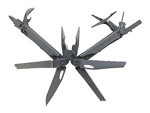 Butterfly Opening Stainless Steel Multi-Tool,  Black,  Number of Tools: 17