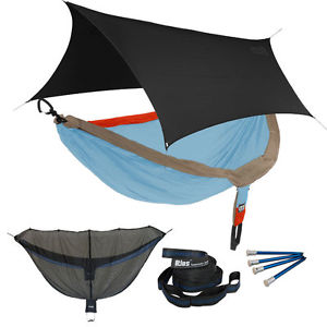 Eagles Nest ENO DoubleNest OneLink Combo - Powder/Org/Tan Hammock+Black Profly