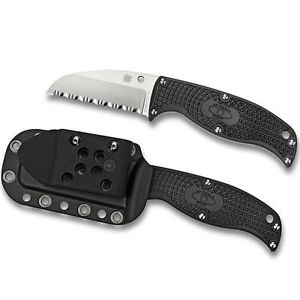 Spyderco Enuff Lightweight Black Sheepsfoot - Serrated Blade Knives