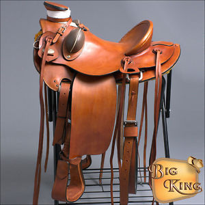 CWD085BG HILASON BIG KING WESTERN WADE RANCH TKPING COWBOY TRAIL SADDLE 17"