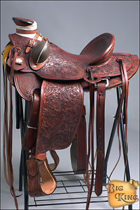 WD005M-A HILASON BIG KING WESTERN WADE RANCH ROPING COWBOY TRAIL SADDLE 15"