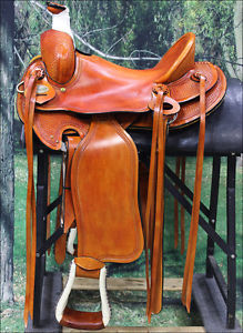 RS104BG-A HILASON WESTERN BIG KING WADE RANCH COWBOY TRAIL ROPING SADDLE 15"