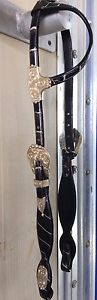 Travis Stillson Handmade Sterling Silver Alligator Headstall reining saddle bit