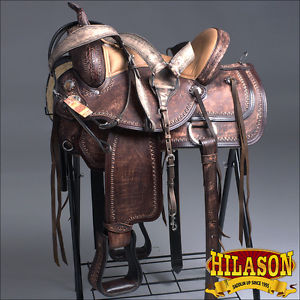 HILASON FLEX-TREE ENDURANCE TRAIL RIDING WESTERN SADDLE 16 WITH BRIDLE & COLLAR