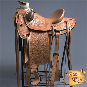 CWD005 HILASON BIG KING SERIES WESTERN WADE RANCH ROPING COWBOY TRAIL SADDLE 17