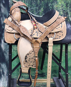 HILASON WESTERN LEATHER WADE RANCH ROPING SADDLE W/ HEADSTALL BREAST COLLAR 16"