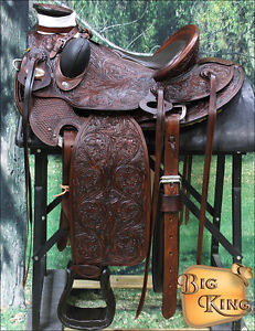 WD005ADB-F HILASON BIG KING WESTERN WADE RANCH ROPING COWBOY TRAIL SADDLE 16"