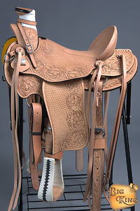 WD076-A HILASON BIG KING HIGH BACK WESTERN WADE RANCH ROPING COWBOY SADDLE 15"