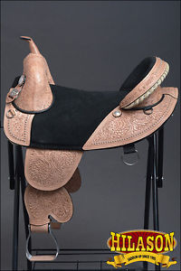 TW105-A HILASON TAN TREELESS WESTERN TRAIL PLEASURE BARREL RACING SADDLE 16"