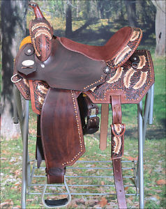 BH107-F HILASON WESTERN LEATHER BARREL RACING TRAIL PLEASURE RIDING SADDLE 16"