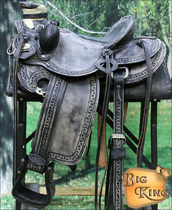 WD084BKRO-F HILASON BIG KING WESTERN WADE RANCH ROPING COWBOY TRAIL SADDLE 15"