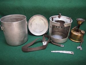 Vintage Brass Primus 71 E Camp Stove, Aluminum Cook Set Backpacking 71E