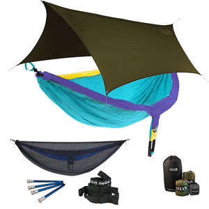 Eagles Nest ENO DoubleNest OneLink Combo - Retro 2 Hammock+Olive Profly