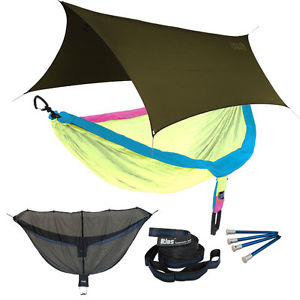 Eagles Nest ENO DoubleNest OneLink Combo - Retro Hammock+Olive Profly