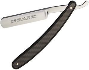 Razolution SBT88170 Straight Razor 6.375" Carbon Steel w/Black Aluminum Handle