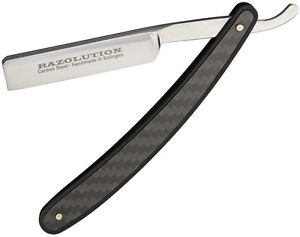 Razolution SBT88171 Straight Razor 6.375" Straight Blade w/Black Aluminum Handle