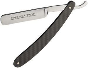 Razolution SBT88160 Straight Razor 6.375" Carbon Steel w/Black Handle