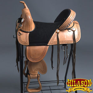 CLASSIC SERIES HILASON TREELESS WESTERN TRAIL BARREL RACING LEATHER SADDLE 15"