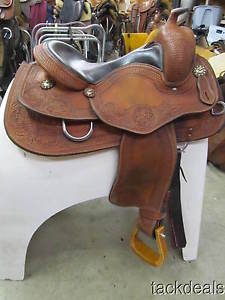 Crates Supreme Hand Tooled Reining Saddle 4557-3W 15 1/2" WIDE Lightly Used
