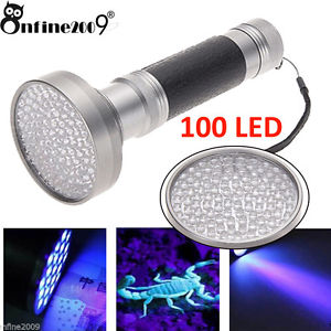 UV Ultra Violet 100 LED Flashlight Blacklight Scorpion Detection Laser Torch Lot