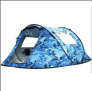 3-4 Persons Blue Camouflage Camping Hiking Family Tent Outdoor Waterproof S-S