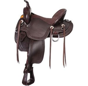 Tough-1 Saddle Mesquite Mule Equine Tack Durable 17" Dark Oil KS1887