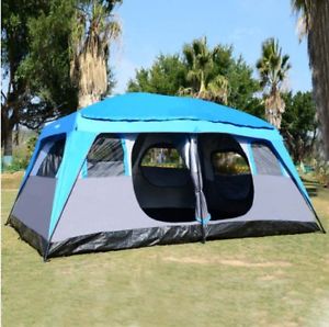 Blue 8 Persons Double Lining Outdoor Waterproof Beach Camping Hiking Tent #