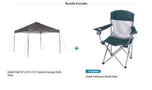 Ozark Trail 10x10 Canopy with 4 Basic Mesh Chairs Value Bundle