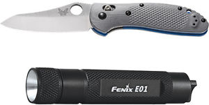 Benchmade 550-1 Griptilian Pardue Axis Sheepsfoot Folding Knife + LED Flashlight