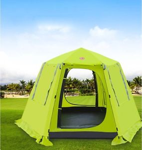 3-4 Persons Camping Hiking Six Corner Double Lining Tent Outdoor Waterproof @