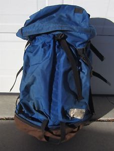 Vtg North Face Mountaineering Backpack Blue Internal Frame Brown Label Size XL