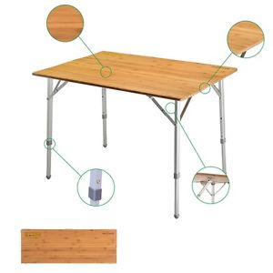 KingCamp Camping Outdoor Bamboo Folding Picnic Garden Table With Aluminum Legs