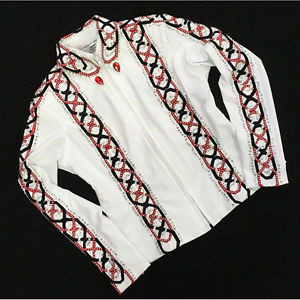 141911 Wire Horse LTD. Ladies White Horse Show Tunic Jacket Red & Black NEW