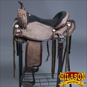 TT201RO-F HILASON LEATHER WESTERN FLEX-TREE TRAIL PLEASURE HORSE SADDLE 14"