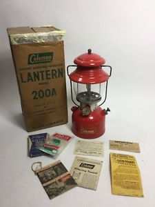 Coleman Cherry Red Model 200A Lantern With Original Box - Great Condition