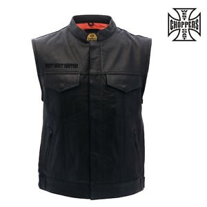 West Coast Choppers Gilet OG Cross Cuir équitation gilet Cuir véritable! Motard