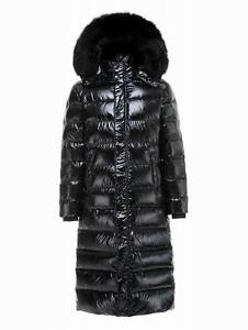 Unisex Shiny nylon wetlook Down jacket Down coat Parkas Real animal fur collar