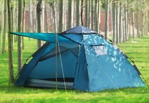 Blue 3-4 Persons POP UP Double Lining Outdoor Waterproof Camping Hiking Tent #