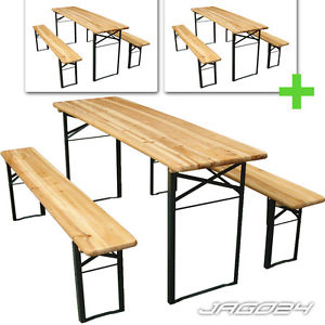 3x Folding Trestle Table Bench Set Picnic Camping Party Garden Furniture Wood